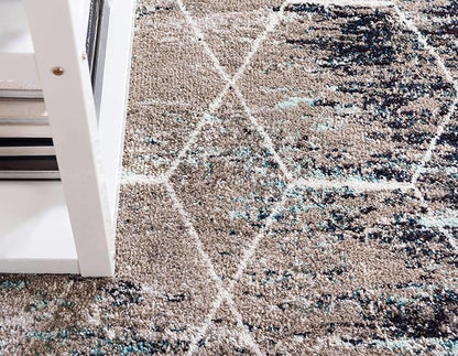 Unique Loom Trellis Frieze Collection Area Rug - Geometric (7' 10" Square, Blue Multi/ Ivory)