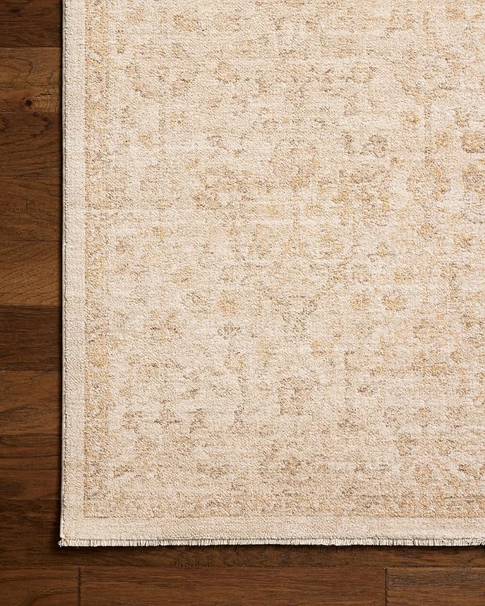 Loloi Chris Loves Julia Palma Collection PLM-01 Ivory/Sand 2'-3" x 3'-10" Fringe Accent Rug Vintage Style Boho Living Room Bedroom Carpet