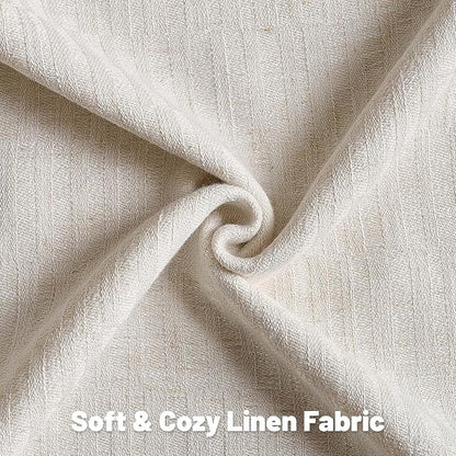 FUTEI Light Natural Decorative Throw Pillow Covers 20x20 Inch Set of 2,Soft Linen Slub Texture Cushion Case,Farmhouse Home Decor for Couch Bed Living Room