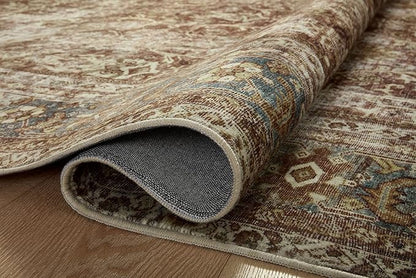 Loloi Magnolia Home by Joanna Gaines Sinclair Collection SIN-01 Rust/Lagoon 2'-3" x 3'-9", .25" Pile Height, Machine Washable, Accent Rug