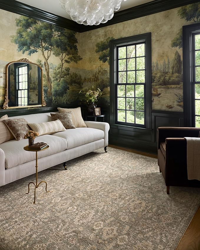 Loloi Chris Loves Julia Palma Collection PLM-03 Lagoon/Natural 2'-7" x 12'-0" Runner Rug Vintage Style Boho Living Room Bedroom Carpet