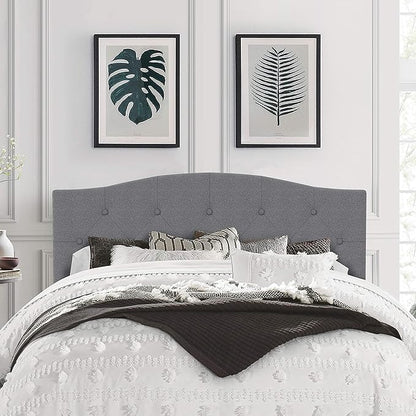 Hillsdale Provence Upholstered Arch Adjustable Tufted Full/Queen Headboard, Glacier Gray