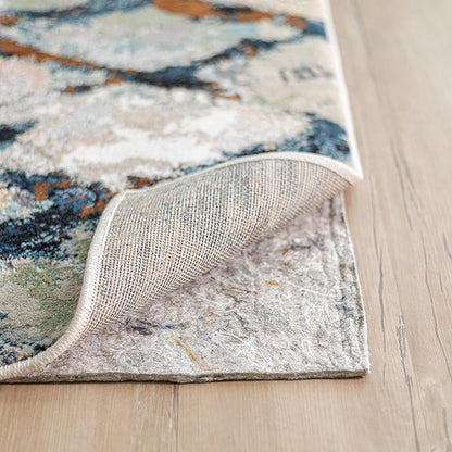 Mohawk Home 5' x 8' Non Slip Grip Rug Pad 3/8" Thick Dual Surface Felt Cushion + Rubber Gripper - Safe for All Floors