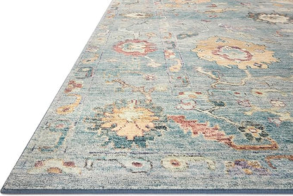Loloi Margot Collection MAT-06 Denim/Multi 7'-6" x 9'-6" Area Rug feat. CloudPile, No-Shed Easy Clean Large Patterned Area Rug for Living Room, Bedroom, Dining Area