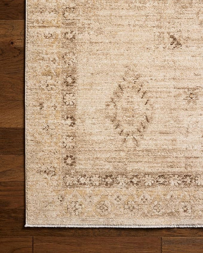 Loloi Chris Loves Julia Palma Collection PLM-06 Natural/Smoke 5'-3" x 7'-6" Fringe Area Rug Vintage Style Boho Living Room Bedroom Carpet