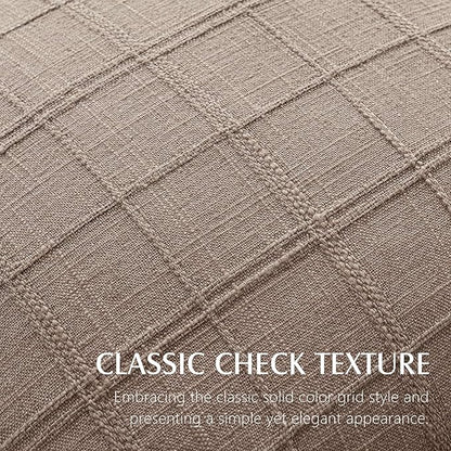 Foindtower Set of 2 Decorative Linen Check Throw Pillow Covers Neutral Farmhouse Vintage Cushion Covers Modern Boho Home Decor for Sofa Chair Couch Bedroom Living Room,24×24 Inch,Tan Taupe