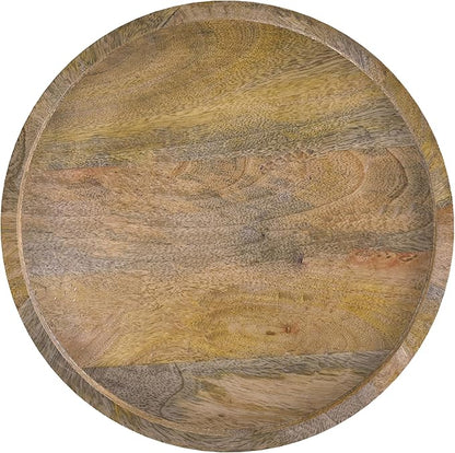 SIMPLIHOME Dayton Solid Mango Wood 13 Inch Wide Round Contemporary Wooden Accent Table in Natural, Fully Assembled, for The Living Room and Bedroom