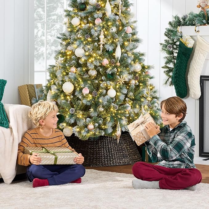 Best Choice Products 6ft Pre-Lit Scotch Pine Christmas Tree, Premium Frosted Pre-Decorated Artificial Holiday Decor w/ 946 Branch Tips, 2-in-1 White and Multicolor LED Lights, Cordless Setup