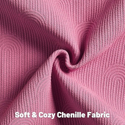 FUTEI Hot Pink Chenille Decorative Throw Pillow Covers 20x20 Inch Set of 2,Soft Cozy Striped Geometric Patterns Cushion Cases,Modern Home Decor for Couch Bed Living Room