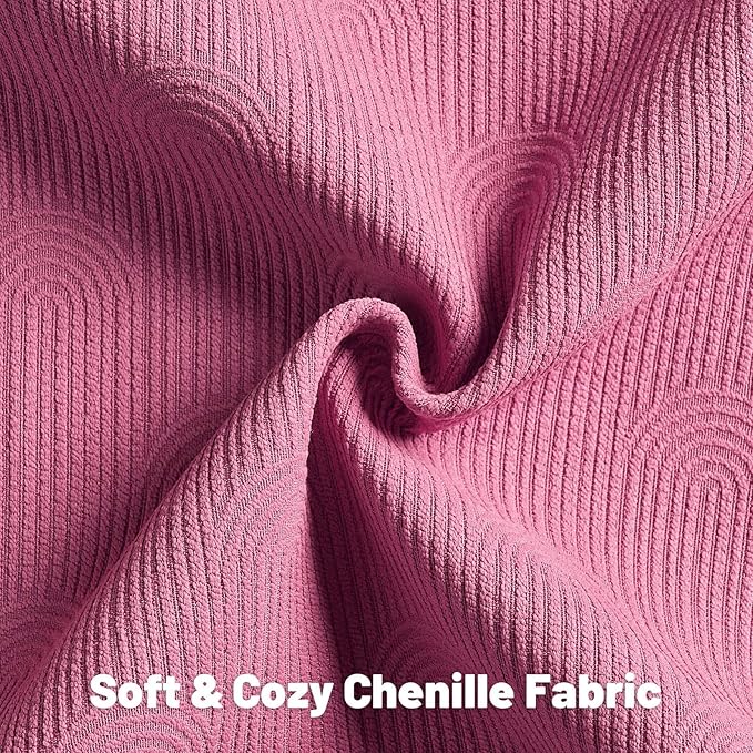 FUTEI Hot Pink Chenille Decorative Throw Pillow Covers 22x22 Inch Set of 2,Soft Cozy Striped Geometric Patterns Cushion Cases,Modern Home Decor for Couch Bed Living Room