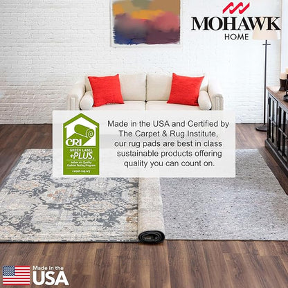 Mohawk Home 12' x 15' Non Slip Grip Rug Pad 3/8" Thick Dual Surface Felt Cushion + Rubber Gripper - Safe for All Floors
