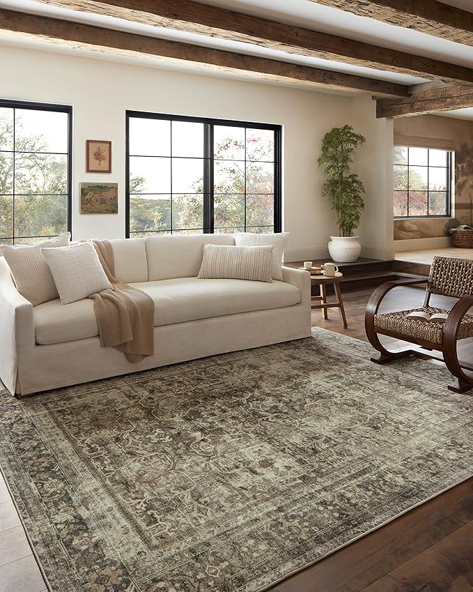 Loloi Magnolia Home by Joanna Gaines Sinclair Collection SIN-01 Pebble/Taupe 2'-3" x 3'-9", .25" Pile Height, Machine Washable, Accent Rug