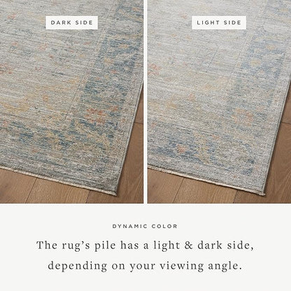 Loloi Magnolia Home by Joanna Gaines Millie Collection MIE-04 Slate/Multi 2'-7" x 14', .25" Pile Height, Runner Rug