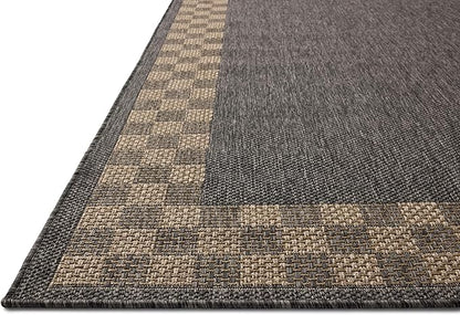 Loloi Chris Loves Julia Providence Collection PRC-01 Charcoal/Natural 9'-2" x 13', .12" Pile Height, Indoor/Outdoor Area Rug