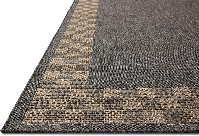 Loloi Chris Loves Julia Providence Collection PRC-01 Charcoal/Natural 7'-6" x 7'-6", .12" Pile Height, Indoor/Outdoor Round Area Rug