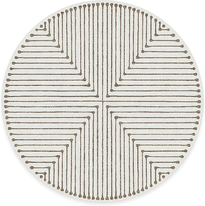 RUGGABLE x Jonathan Adler Machine Washable Area Rug – Inkdrop Camel & Ivory 8 ft Round, Stain-Resistant, Non-Slip – Large Rugs for Living Room, Bedroom, Hallway, Entryway & Office–with Cushioned Pad