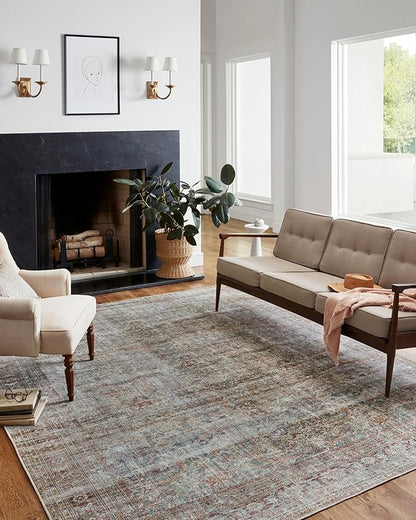 Loloi Chris Loves Julia Jules Collection JUL-05 Lagoon/Brick 2'-3'' x 3'-9'', .13" Pile Height, Accent Rug