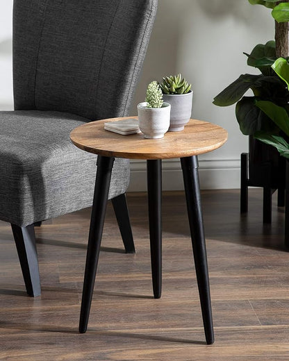 Kate and Laurel Rumsen Farmhouse Side Table, 16 x 16 x 21, Natural and Black, Sophisticated Modern Pedestal End Table for Storage and Display