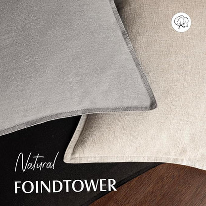 Foindtower Pack of 2, Decorative Linen Soild Throw Pillow Covers Soft Accent Cushion Case Boho Farmhouse Pillowcase for Chair Couch Sofa Bedroom Living Room Home Decor 22 x 22 Inch Light Rustic Gray