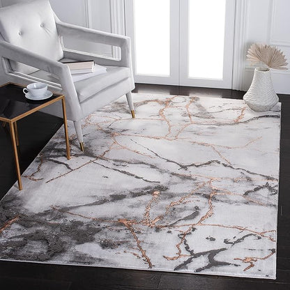 SAFAVIEH Craft Collection 5'3" x 7'6" Grey/Orange CFT877P Modern Abstract Non-Shedding Living Room Dining Bedroom Area Rug