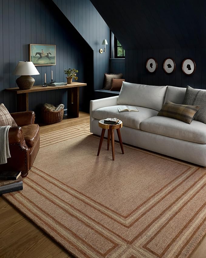 Loloi Chris Loves Julia Alfie Collection ALF-01 Blush/Rose 9'-3" x 13' Area Rug Wool Neutral Living Bedroom Dining Carpet