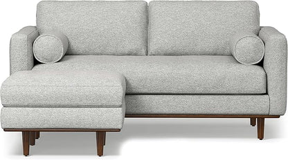 SIMPLIHOME Morrison Mid-Century Modern 72 inch Wide Sofa with Ottoman Set in Mist Grey Tightly Woven Performance Fabric for the Living Room and Family Room