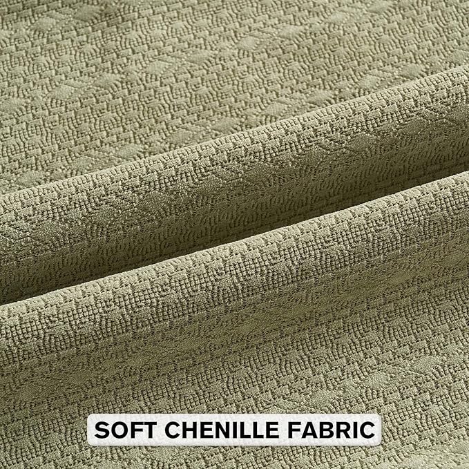 FUTEI Sage Green Chenille Throw Pillow Covers 18x18 Inch Set of 2,Soft Striped & Diamond Textured Cushion Cases,Modern Home Decor for Couch Living Room
