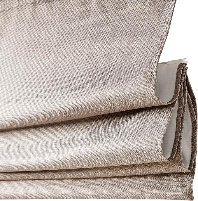 Madison Park Galen Cordless Roman Shade, 34"W x 64"H, Sheen Taupe – Room Darkening, Thermal Insulated, Energy Efficient Window Blind with Subtle Sheen Basketweave Fabric for Privacy