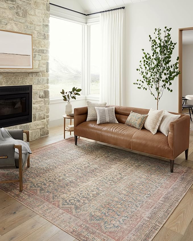 Loloi Angela Rose Aubrey Collection AUB-03 Ocean/Spice 3'-9" x 5'-6", .19" Pile Height, Accent Rug