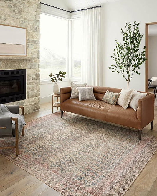 Loloi Angela Rose Aubrey Collection AUB-03 Ocean/Spice 7'-6" x 9'-6", .19" Pile Height, Area Rug