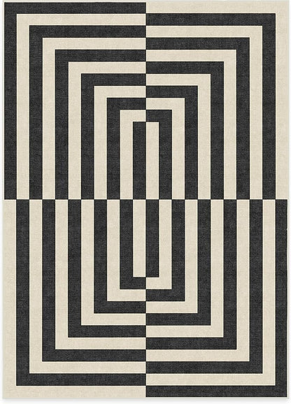 RUGGABLE x Jonathan Adler Machine Washable Modern Area Rug – Op Art Charcoal 5x7, Stain-Resistant, Non-Slip – Medium Rugs for Living Room, Bedroom, Hallway, Entryway & Office–with Standard Pad