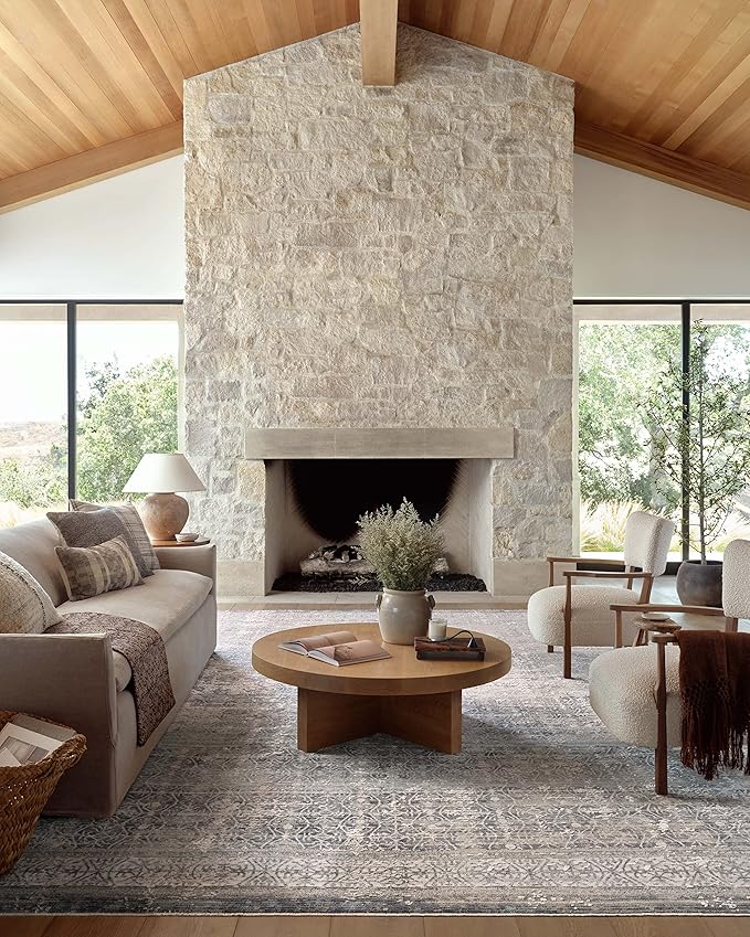 Loloi Amber Lewis Alie Collection ALE-04 Sky/Stone 2'-7'' x 12'-0'', .13'' Pile Height, Runner Rug