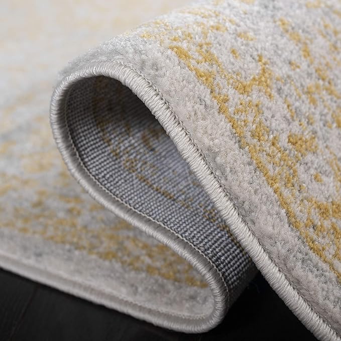 SAFAVIEH Evoke Collection Area Rug - 5'3" Square, Ivory & Gold, Distressed Design, Non-Shedding & Easy to Clean, Ideal for Living Room, Bedroom, Dining Space (EVK256B)