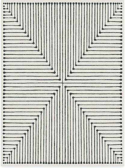 RUGGABLE x Jonathan Adler Machine Washable Modern Area Rug – Inkdrop Black & Ivory 9x12, Stain-Resistant, Non-Slip – Large Rugs for Living Room, Bedroom, Hallway, Entryway & Office–with Standard Pad