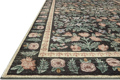 Loloi Rifle Paper Co. Eden Collection EDE-02 Mughal Garden Black 5'-0" x 7'-6" Area Rug feat. CloudPile™