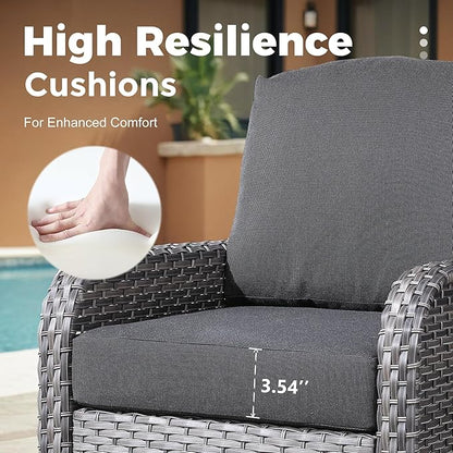 2 Pieces Wicker Patio Furniture Loveseat with Table - Outdoor Rattan Patio Bistro Set of 2,All-Weather PE Wicker Conversation Sofa High Back Deep Seating for Deck Porch Yard,Black