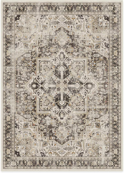 RUGGABLE Washable Vintage Area Rug – Kamran Hazel 10x14, Stain-Resistant, Non-Slip – Large Machine Washable Rugs for Living Room, Bedroom, Hallway, Entryway & Office–with Standard Pad