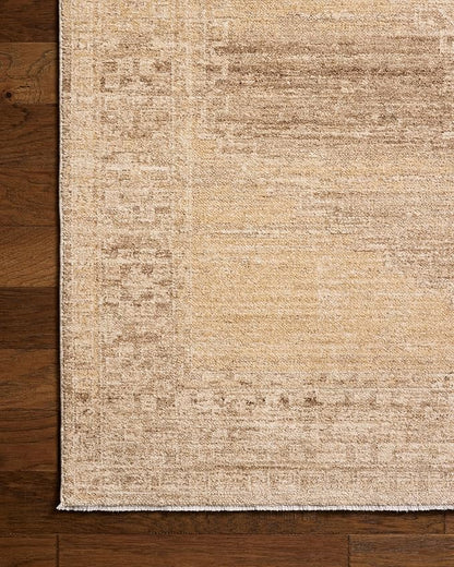 Loloi Chris Loves Julia Palma Collection PLM-07 Wheat/Taupe 5'-3" x 7'-6" Fringe Area Rug Vintage Style Boho Living Room Bedroom Carpet