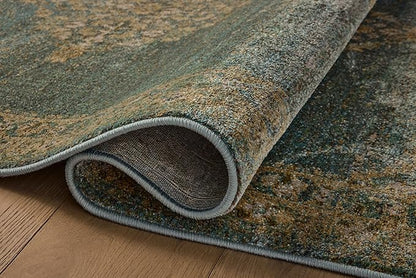 Loloi Magnolia Home by Joanna Gaines Mona Collection MOA-04 Aqua/Wheat 8'-10" x 12' Area Rug