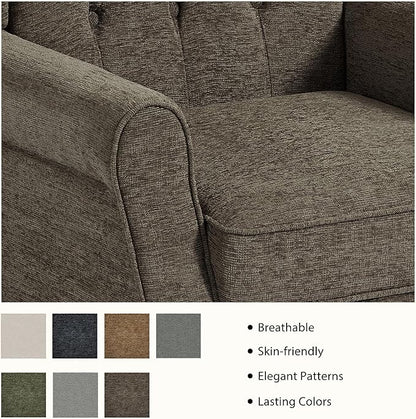 Lumibee High Back Accent Chair Set of 2,Upholstered Wingback Armchair with Solid Wood Legs for Small Spaces,Comfy Single Sofa Chair for Living Room,Bedroom,Office-Taupe