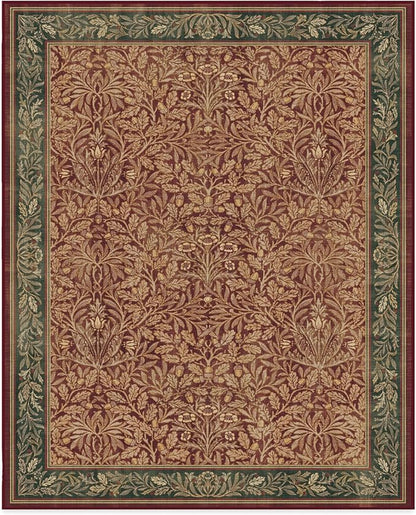RUGGABLE x Morris & Co Machine Washable Christmas Area Rug – Acorn Amber Red 8x10, Stain-Resistant, Non-Slip – Large Rugs for Living Room, Bedroom, Hallway, Entryway & Office–with Standard Pad