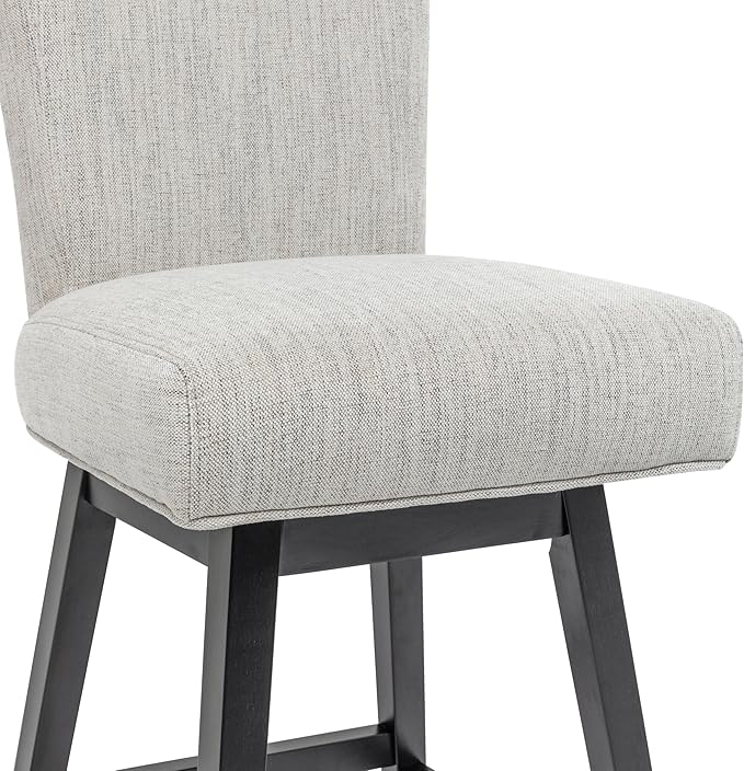 Bar Stools Set of 2, 26 Inch Upholstered Barstools with 15.7" High Back and Footrest, Swivel Counter Height Barstools for Kitchen Island Home Bar Performance Fabric Ivory White
