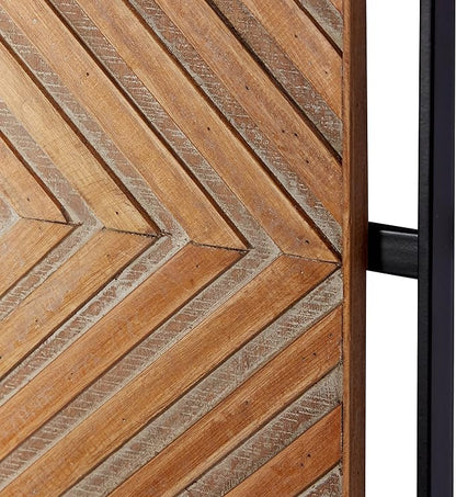 Deco 79 Wooden Geometric Home Wall Decor Linear Carved Wall Sculpture with Black Frame, Set of 2 Wall Art 32"W, 12"H, Brown