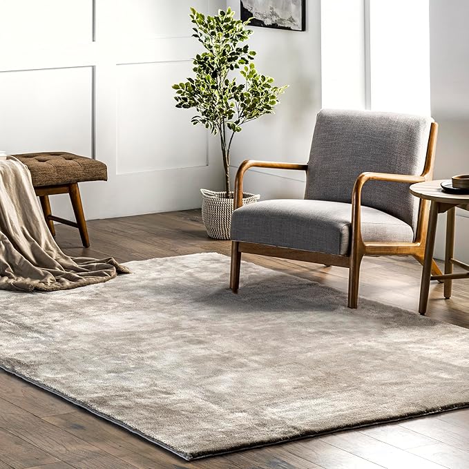 nuLOOM 6' x 9' Cozy Plush SuperiorWash Area Rug, Machine Washable, Non-Slip, Soft Fluffy Shag Carpet for Living Room Bedroom Kids Room Nursery Home Decor, Loni Beige