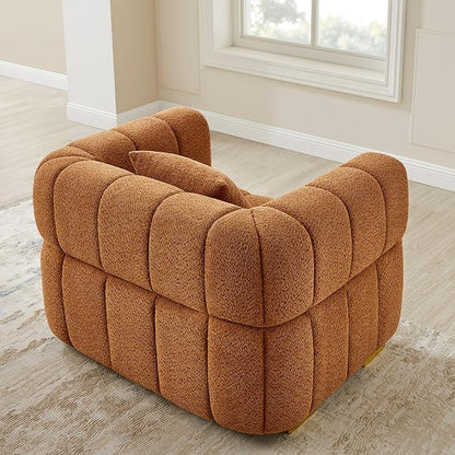 VANOMi Sofa and Chair Set, Modern Deep Seat Couch & Boucle Sofa Chairs, Oversized Upholstered Couch Sets for Living Room, Bedroom, Office, Apartment, Curry (3 Pieces)