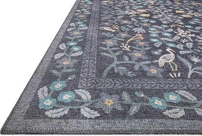 Loloi Rifle Paper Co. Maison Collection MAO-01 Nightingale Black 2'-6" x 9'-6", .19" Pile Height, Runner Rug