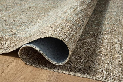 Loloi Amber Lewis Cambria Collection CBR-05 Aqua/Natural 3'-6" x 5'-6" Accent Rug Jute, Neutral, Vintage Style, Antique Tone, Living, Bedroom, Dining, Carpet