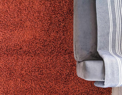 Unique Loom Solid Shag Collection Area Rug (6' 1" x 9' Rectangle, Terracotta)