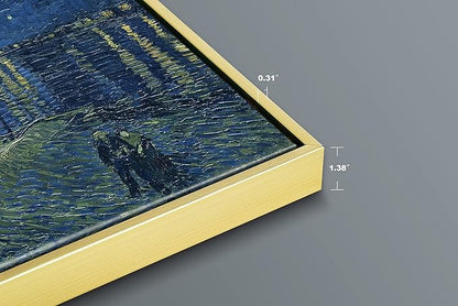 Wieco Art Gold Framed Art Starry Night Over The Rhone Canvas Prints Wall Art by Van Gogh Paintings Reproduction Canvas Prints Abstract Artwork for Living Room Wall Decor