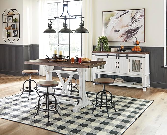 Signature Design by Ashley Valebeck Industrial Adjustable Height Swivel Barstool, 2 Count, Brown